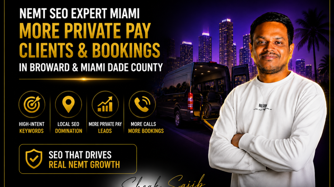 Comprehensive guide explaining how a NEMT SEO expert in Miami helps non-emergency medical transportation companies generate more qualified private-pay clients in Brickell, Downtown Miami, and across Miami-Dade and Broward County. The content covers NEMT marketing fundamentals, emphasizing high-intent local SEO, Google Business Profile optimization, conversion-focused service pages, and Google Ads strategies designed to attract private-pay patients instead of low-quality Medicaid inquiries. It highlights targeting location-specific keywords for wheelchair transportation, stretcher transport, long-distance medical transportation, and hospital discharge services while using negative keywords, conversion tracking, and call analytics to improve lead quality and return on investment. The guide explains why many NEMT Google Ads campaigns underperform due to broad targeting, poor landing pages, and weak tracking, and outlines practical solutions for reducing wasted ad spend and increasing bookings. It also discusses SEO timelines, investment ranges, local optimization across Brickell, Downtown Miami, Wynwood, Edgewater, Coral Gables, Hialeah, Fort Lauderdale, Hollywood, Pembroke Pines, Miramar, and Coral Springs, along with ongoing performance monitoring and website improvements. The overall message is that a specialized NEMT SEO and Google Ads strategy focused on local search intent, trust, and conversion optimization helps transportation providers increase private-pay leads, improve search visibility, and achieve sustainable business growth in South Florida.