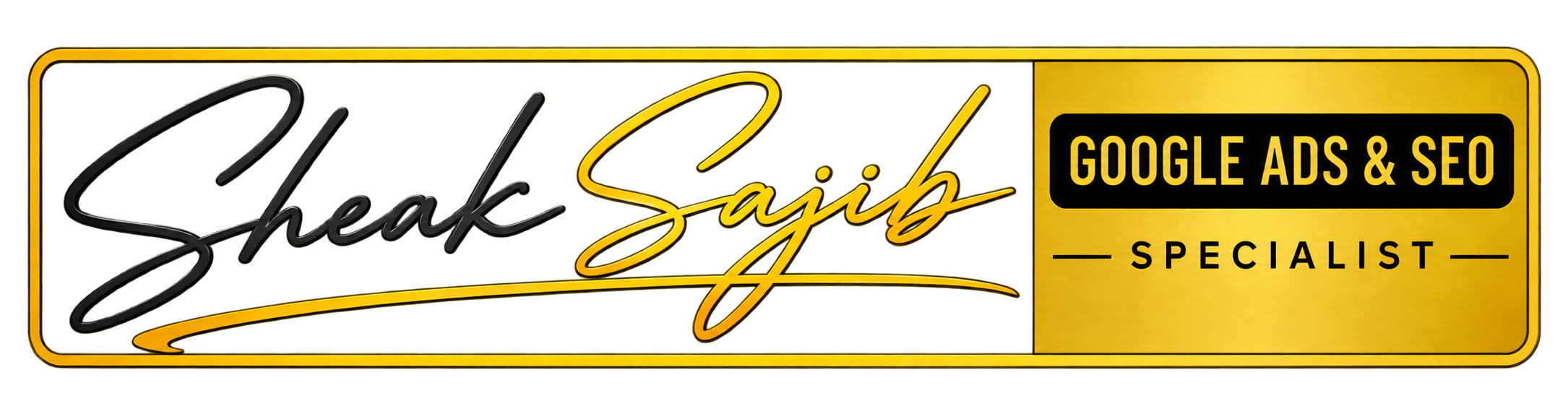Sheak Sajib signature logo, Google Ads and SEO Specialist specializing in NEMT and pediatric marketing.